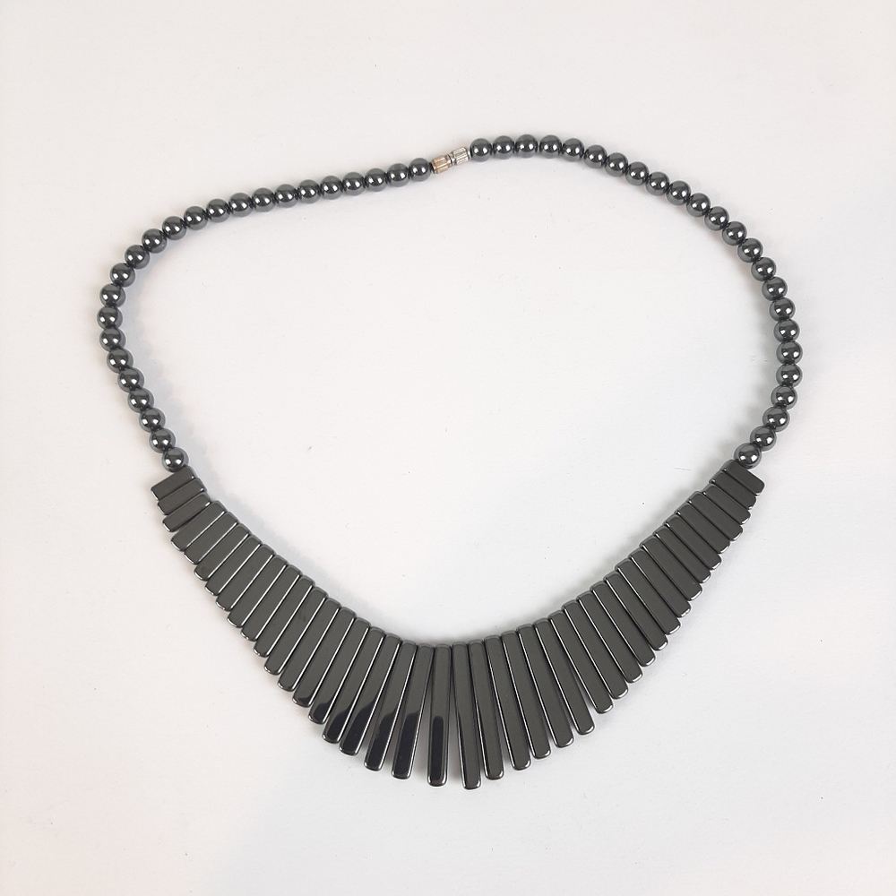 🔥Handcrafted Hematite Beaded Necklace With Barrel Clasp 18"